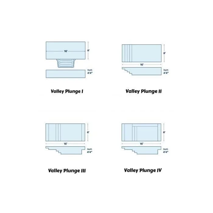 4 unique plunge pool sizes. 